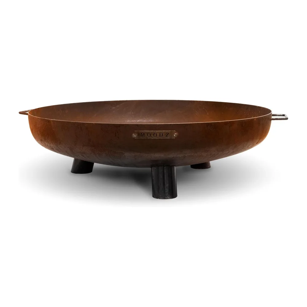 Moodz Brasero 80 Feet & Handle cm en Acier Corten – Bol à Feu Extérieur pour Le Jardin
