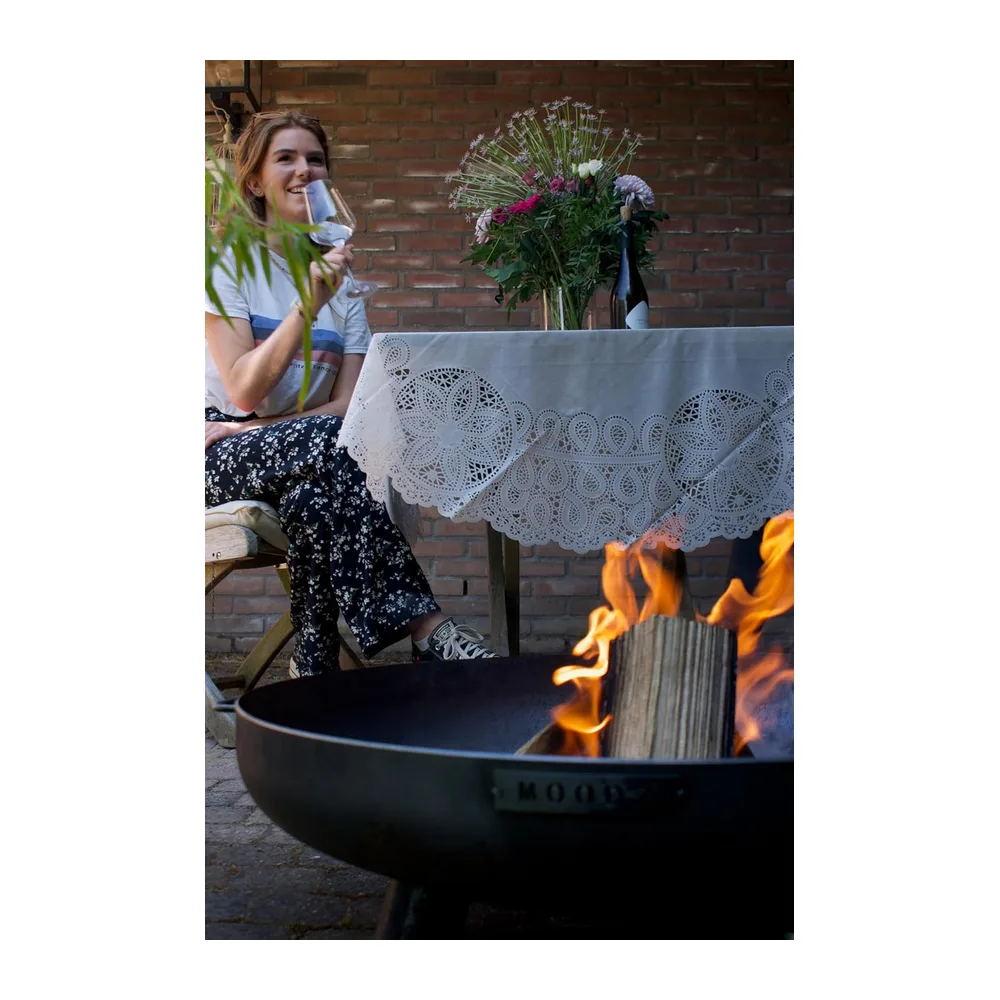 Moodz Brasero 80 Feet & Handle cm en Acier Corten – Bol à Feu Extérieur pour Le Jardin