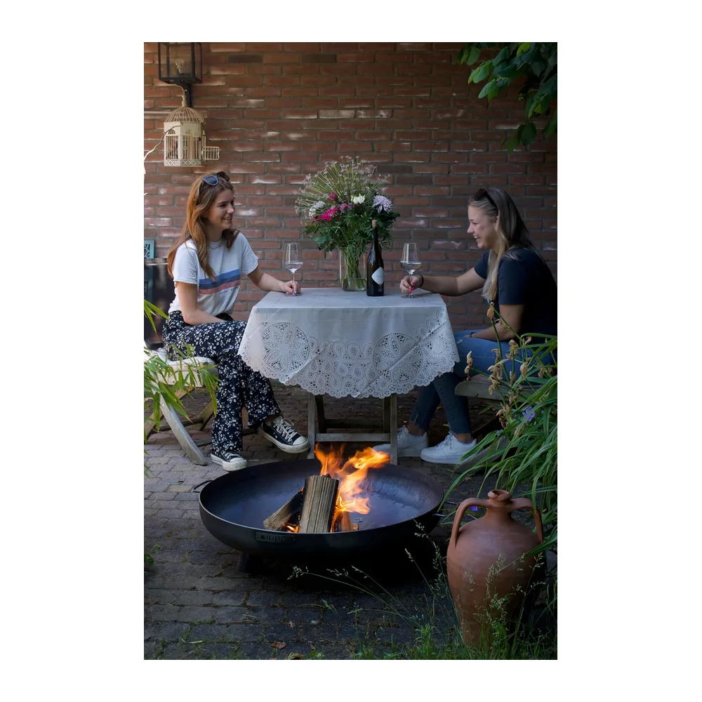 Moodz Brasero 80 Feet & Handle cm en Acier Corten – Bol à Feu Extérieur pour Le Jardin