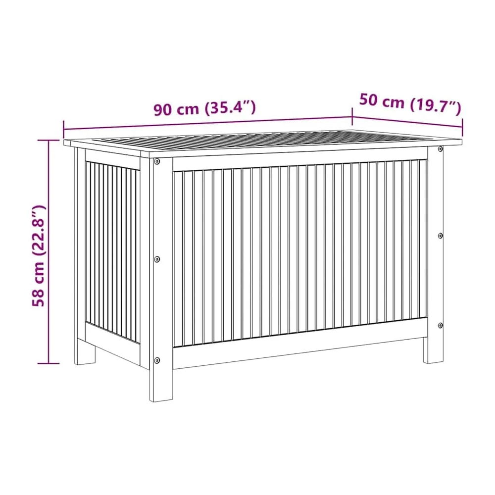 vidaXL Boîte de Rangement de Jardin 90x50x58 cm Bois d'acacia Massif
