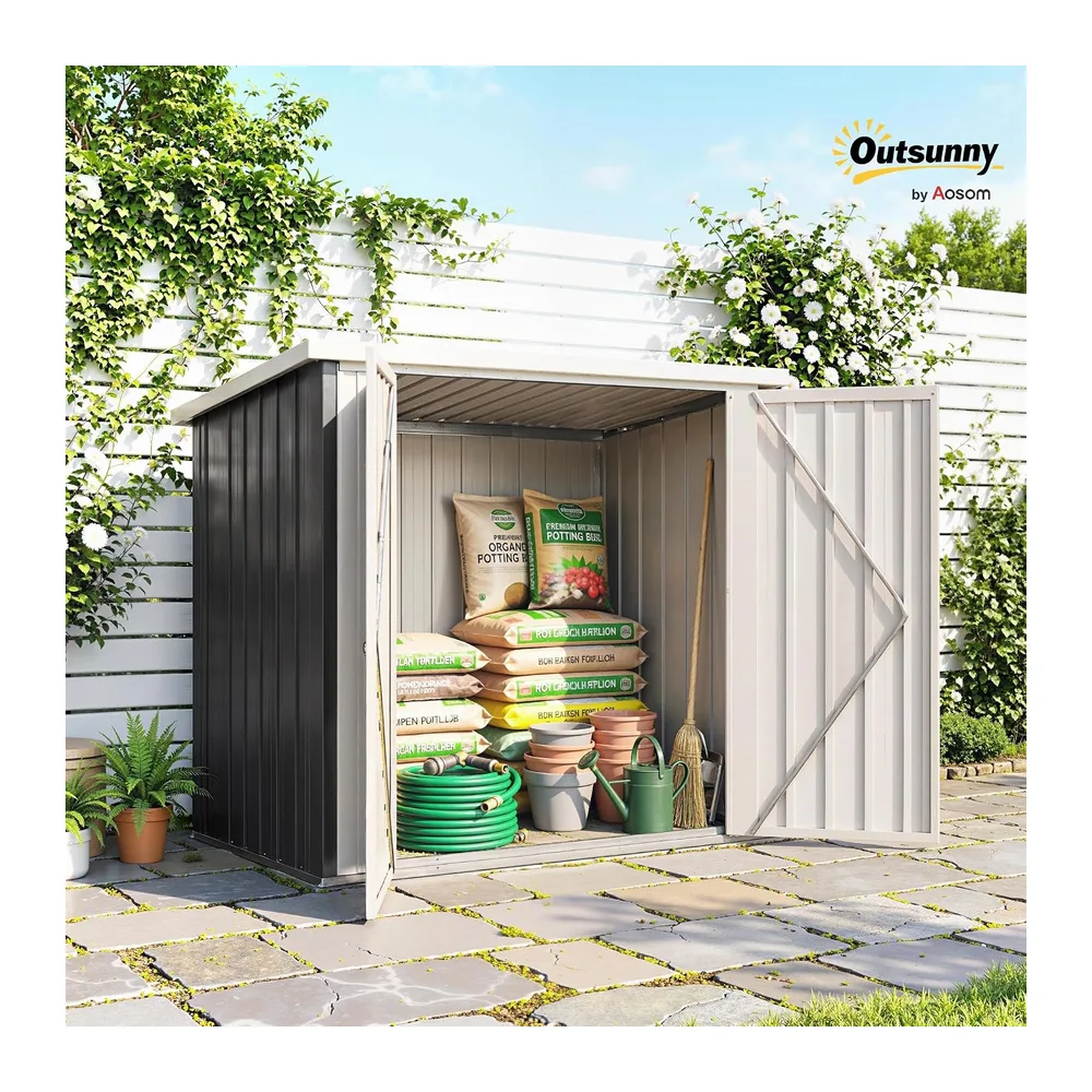 Outsunny Abri de Jardin Cabane 1,09m² 2 Portes 147 x 86 x 134 cm Noir