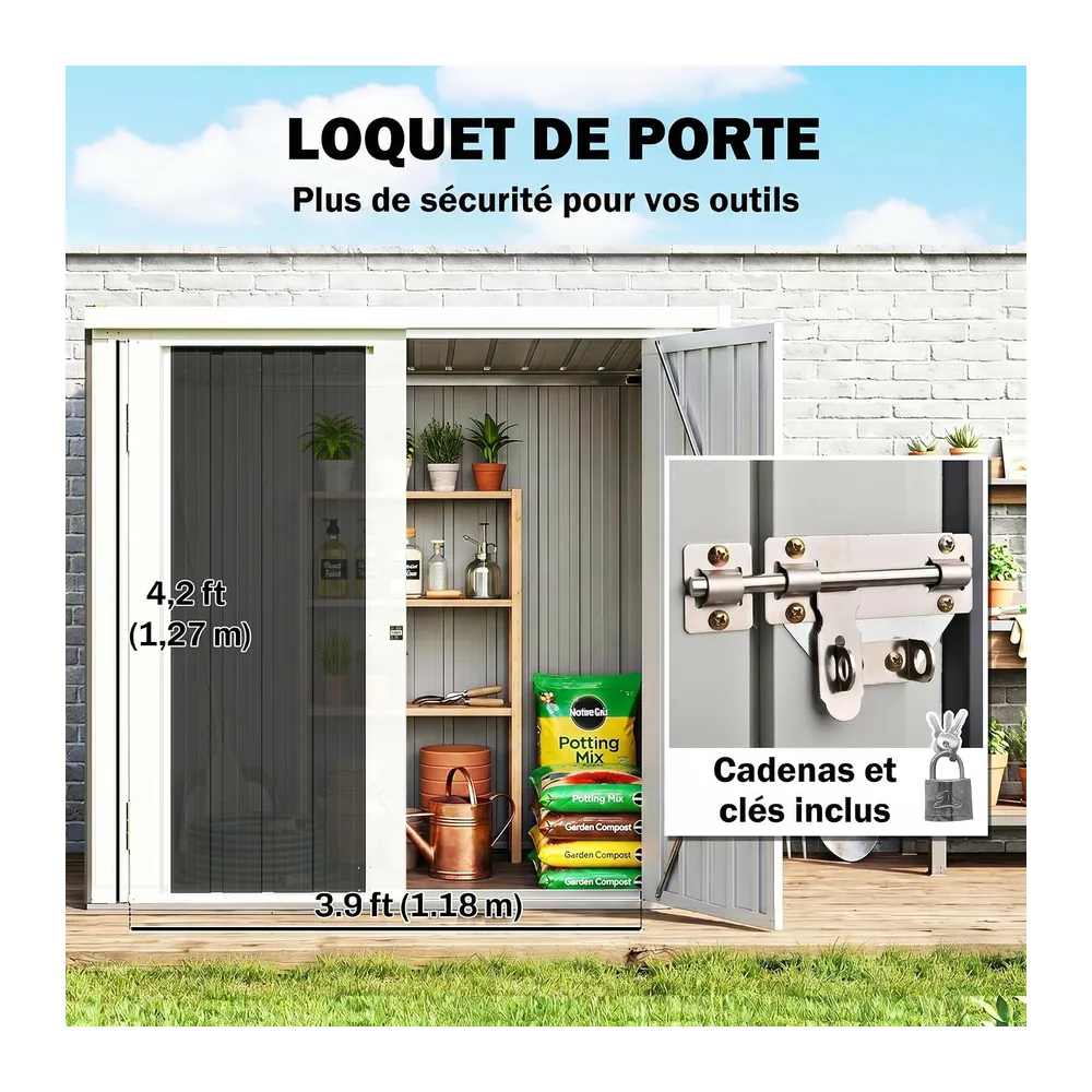 Outsunny Abri de Jardin Cabane 1,09m² 2 Portes 147 x 86 x 134 cm Noir