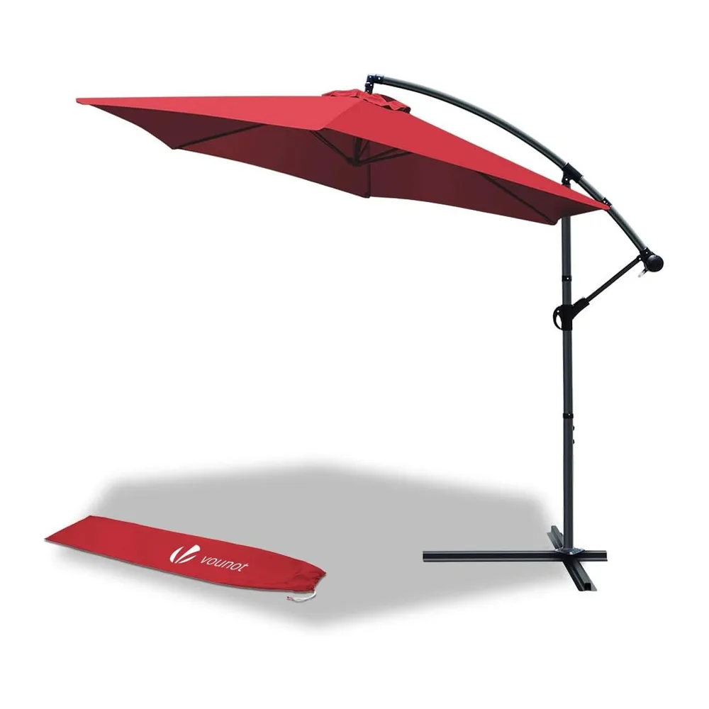 vounot® Parasol déporté hexagonale 3M avec Manivelle Anti-Retour Parasol déporté