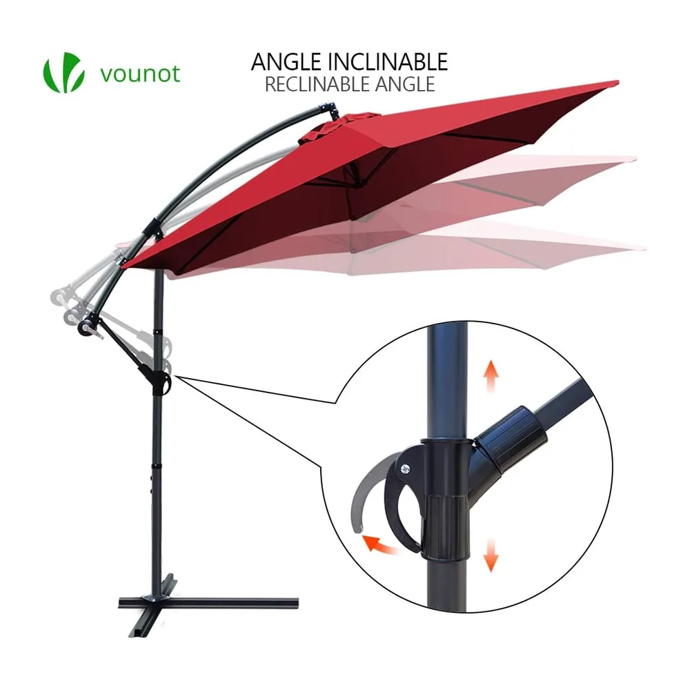 vounot® Parasol déporté hexagonale 3M avec Manivelle Anti-Retour Parasol déporté