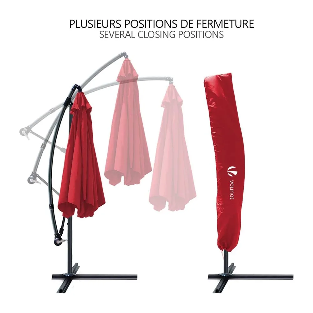 vounot® Parasol déporté hexagonale 3M avec Manivelle Anti-Retour Parasol déporté