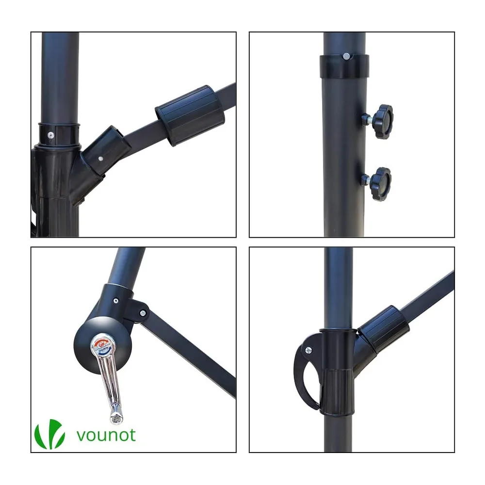 vounot® Parasol déporté hexagonale 3M avec Manivelle Anti-Retour Parasol déporté