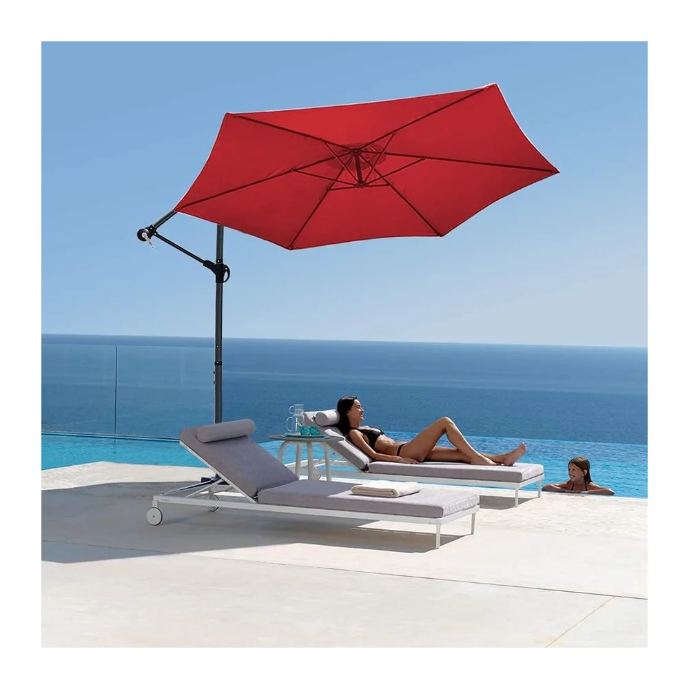 vounot® Parasol déporté hexagonale 3M avec Manivelle Anti-Retour Parasol déporté