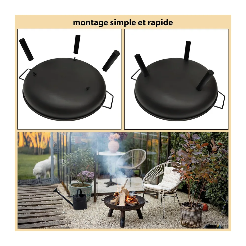 Montafox Brasero Jardin Ø 58 cm Métal Foyer Extérieur Terrasse Bois