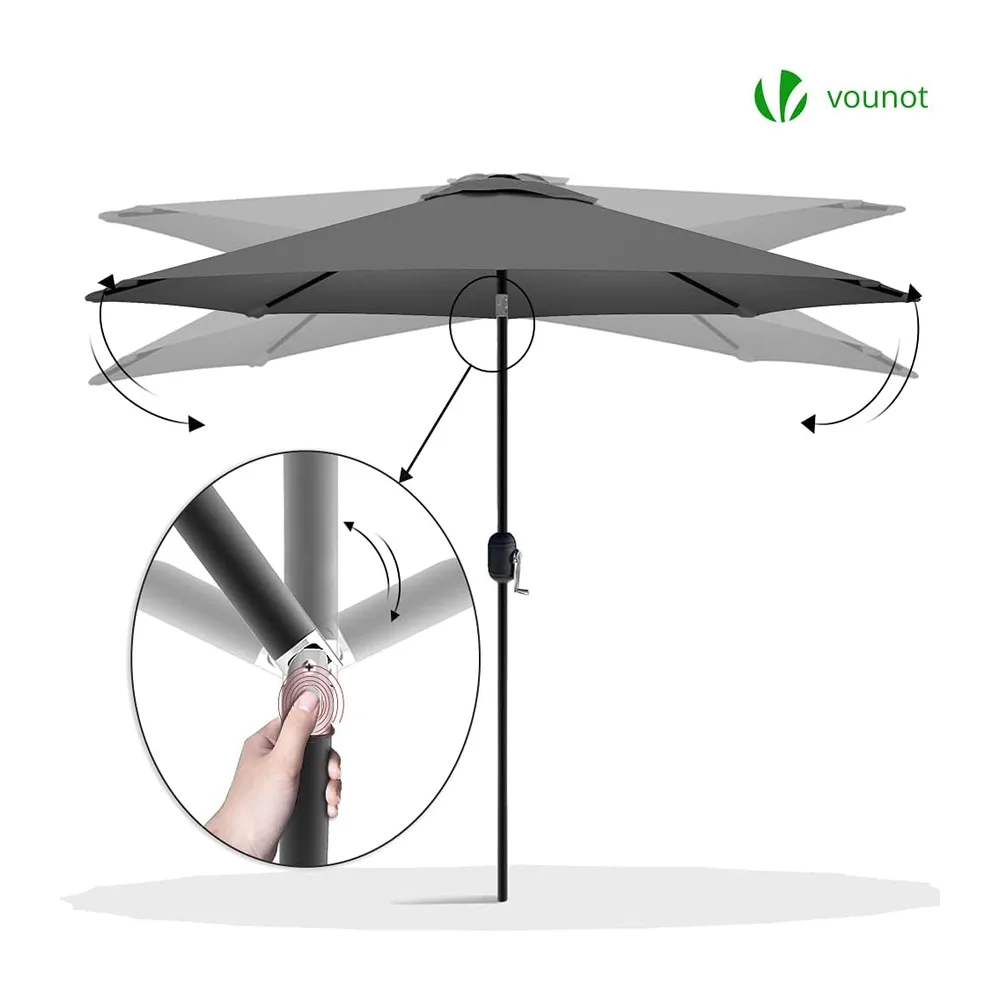 vounot Parasol de Jardin Parasol Inclinable 270cm Toile Protection UV pour Balcon Patio