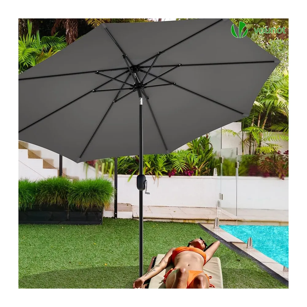 vounot Parasol de Jardin Parasol Inclinable 270cm Toile Protection UV pour Balcon Patio