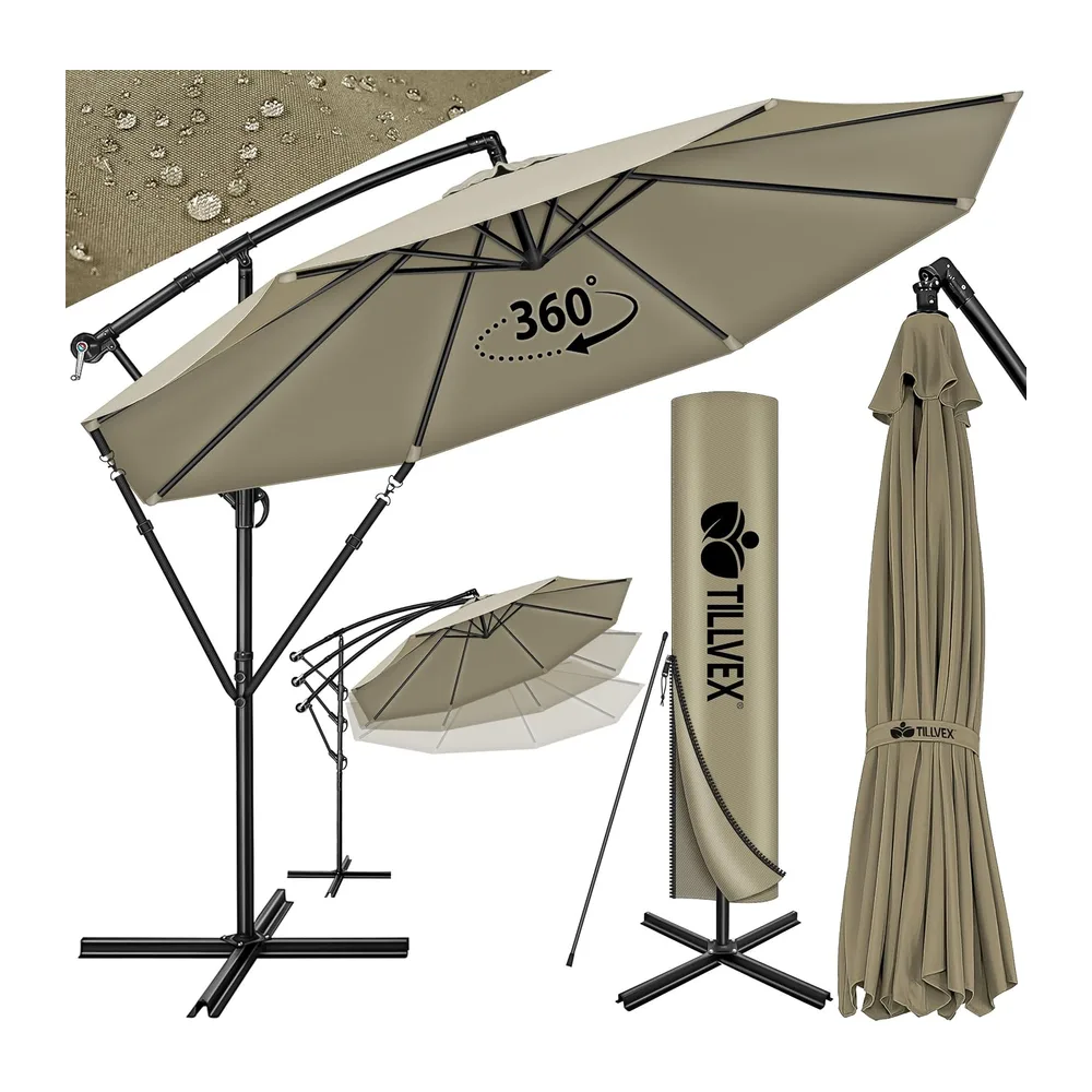 tillvex Parasol déporté hexagonale 3M avec manivelle