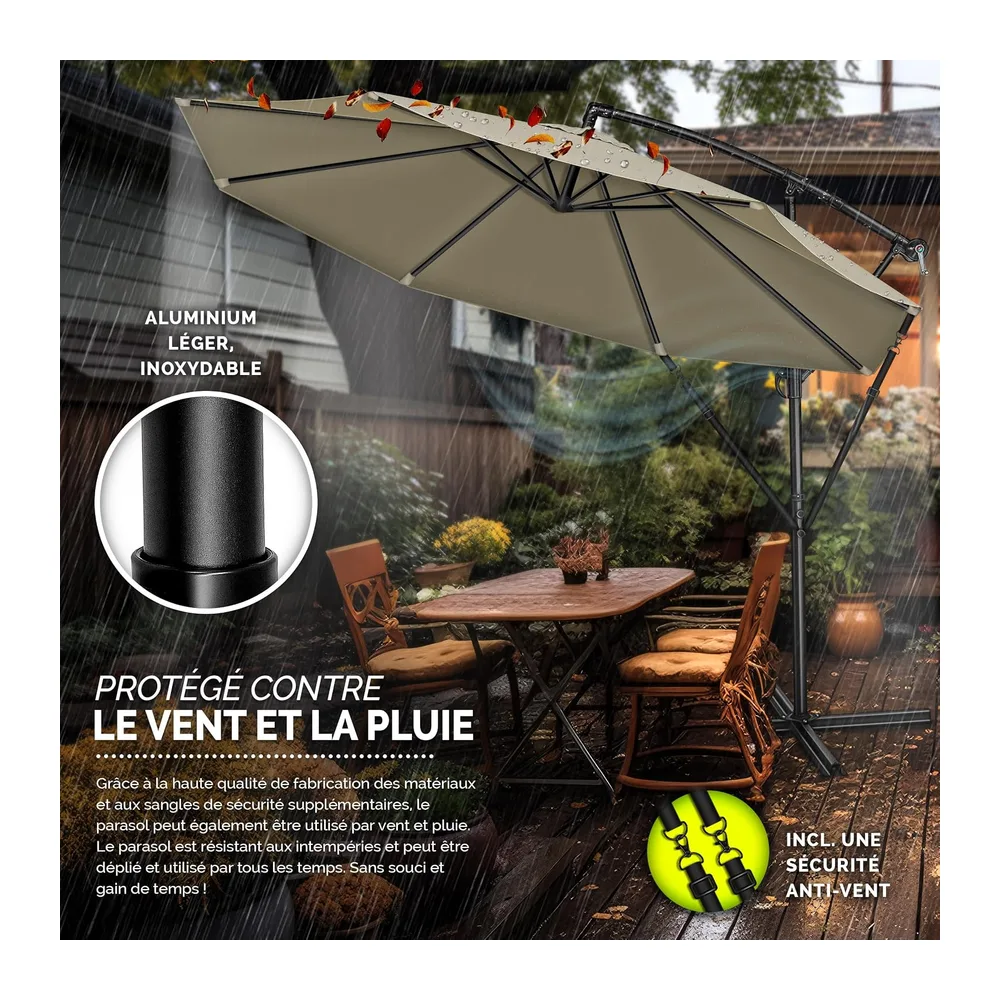 tillvex Parasol déporté hexagonale 3M avec manivelle
