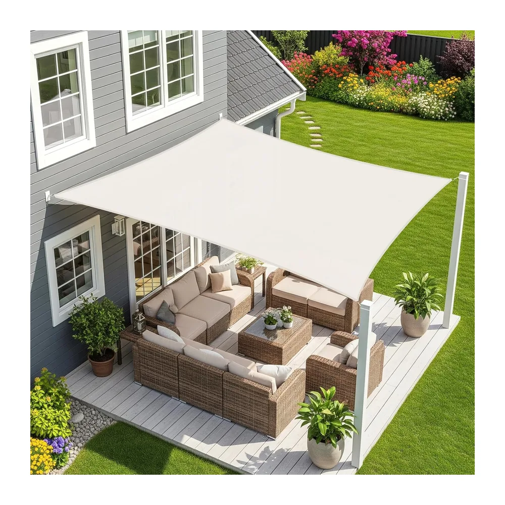 Sunnylaxx 3x4m Crème Voile d’ombrage Rectangulaire, Toile Imperméable Une Protection des