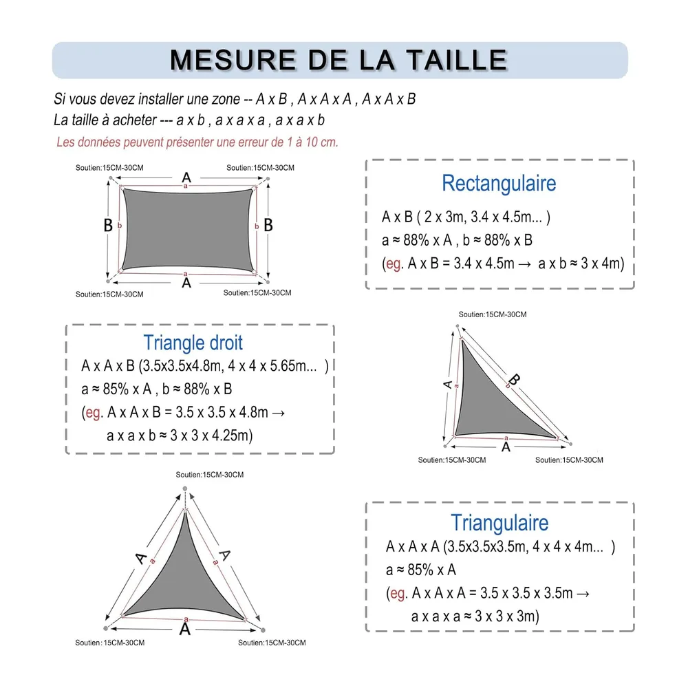Sunnylaxx 3x4m Crème Voile d’ombrage Rectangulaire, Toile Imperméable Une Protection des