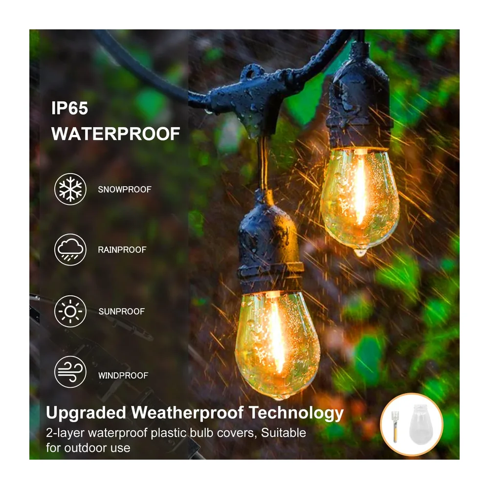ZOTOYI Guirlande Lumineuse Exterieure LED, 50FT/15M Guirlande Exterieure Guinguette avec