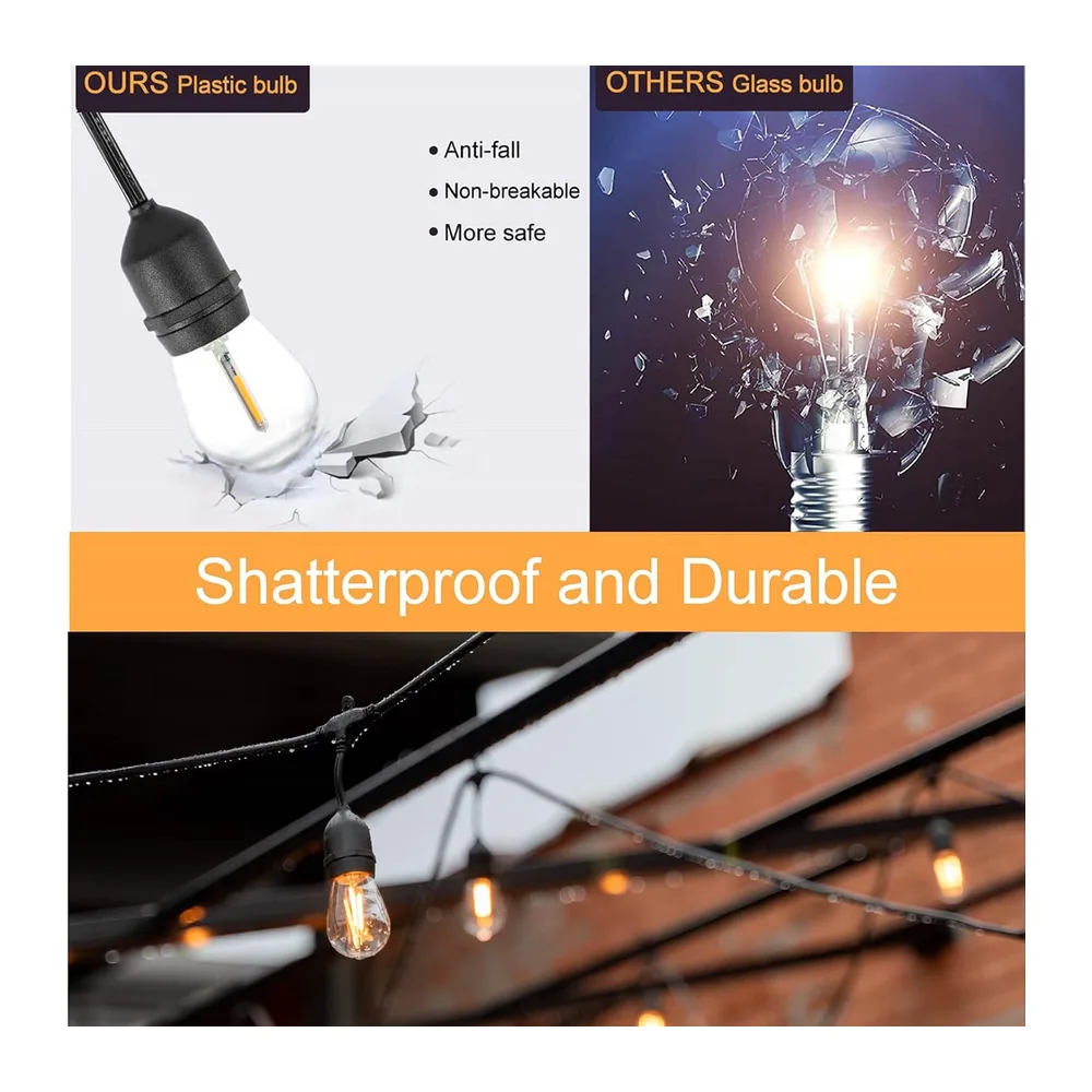 ZOTOYI Guirlande Lumineuse Exterieure LED, 50FT/15M Guirlande Exterieure Guinguette avec