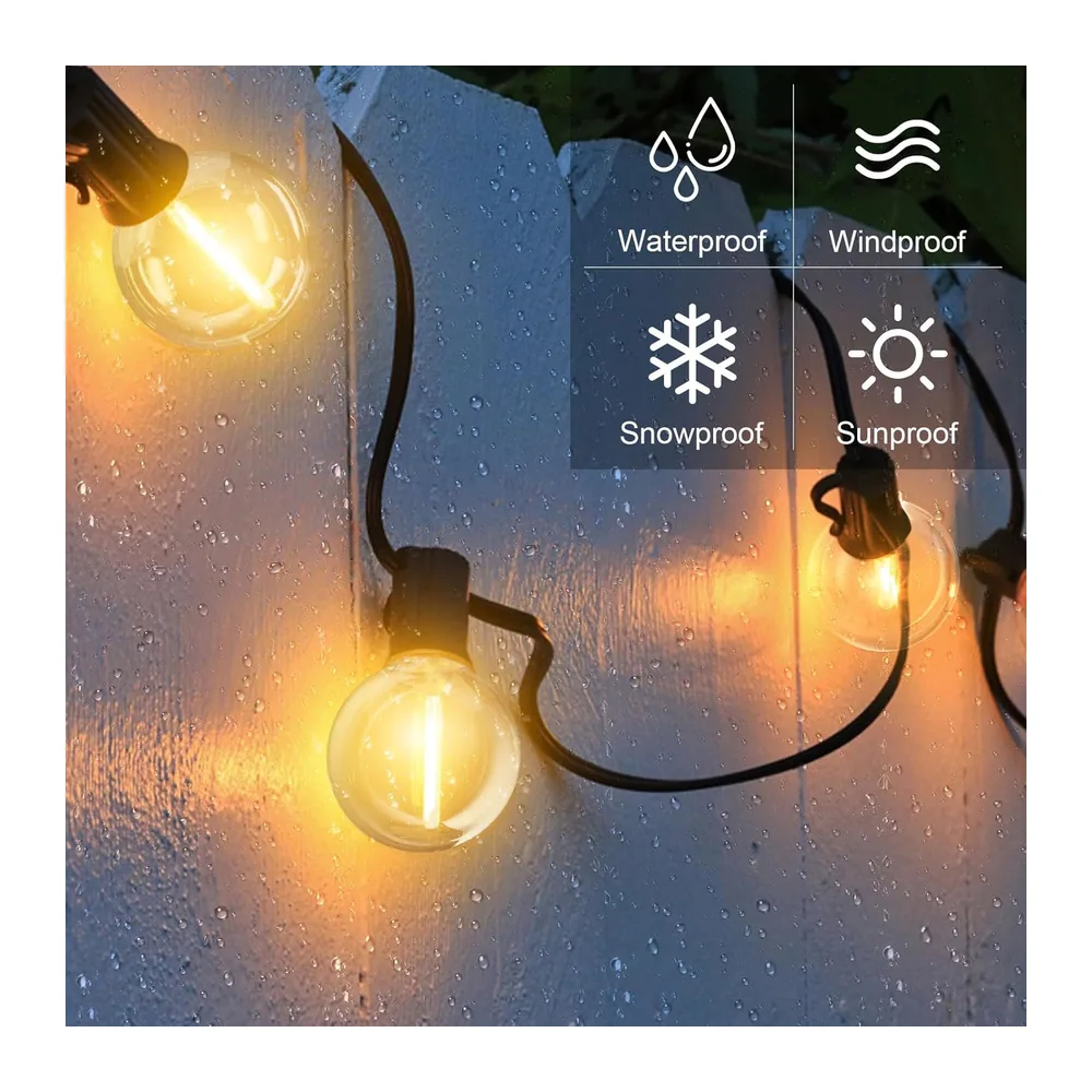 GLUROO Guirlande Lumineuse Exterieure 30M, Guirlande Guinguette Exterieur avec 50+2
