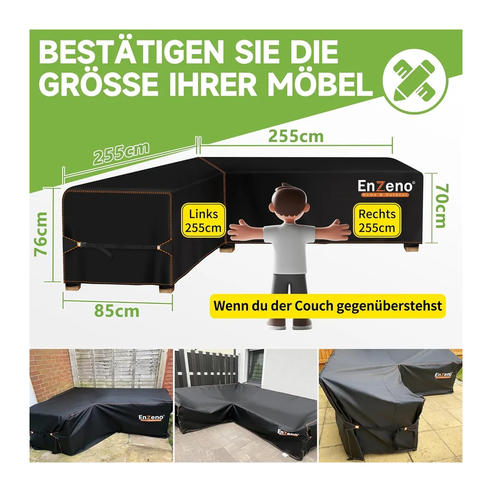Enzeno Housse de Protection pour Meubles de Jardin,en Forme de L, Imperméable et
