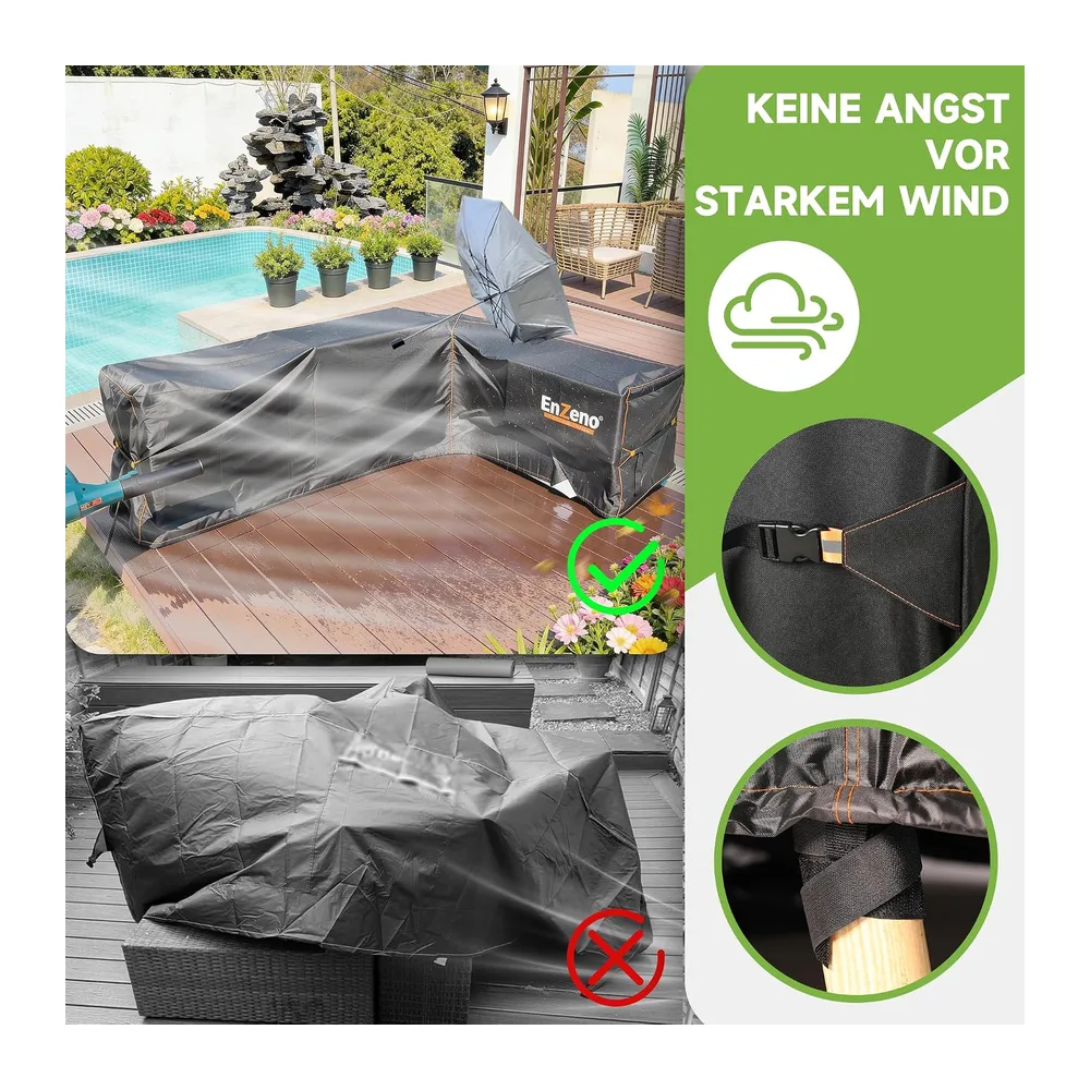 Enzeno Housse de Protection pour Meubles de Jardin,en Forme de L, Imperméable et