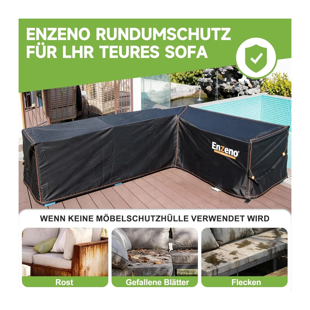 Enzeno Housse de Protection pour Meubles de Jardin,en Forme de L, Imperméable et