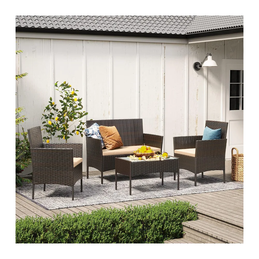 SONGMICS Salon de Jardin Extérieur, Table et Chaises
