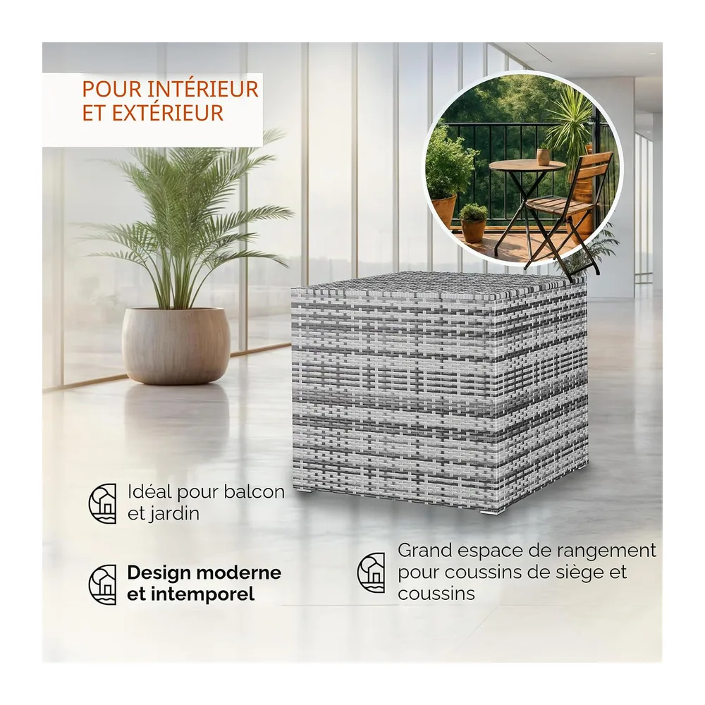 Casaria Coffre de Rangement 318L Gris avec Couvercle et Vérin à Gaz