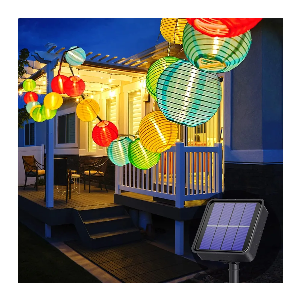 Lezonic Guirlande Lumineuse Solaire Extérieur, 8 M/30 LED Lanternes 8 Modes Étanche