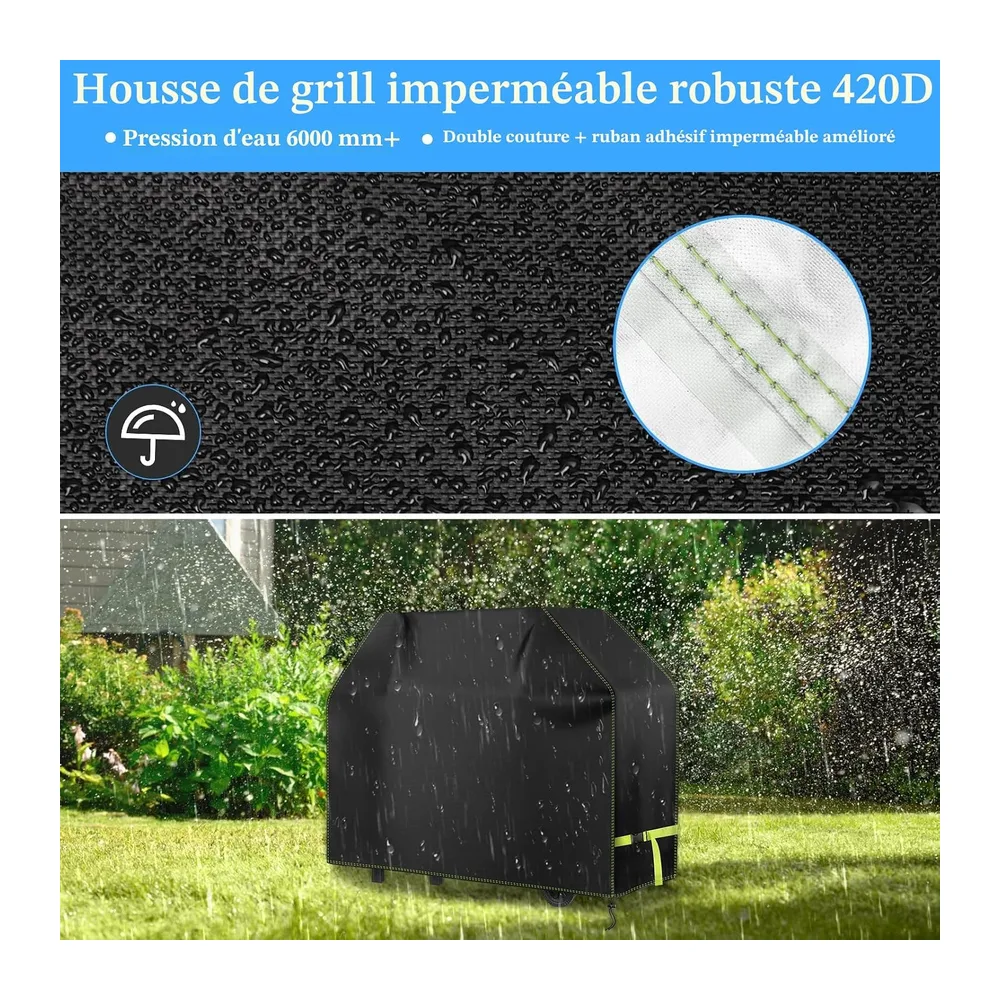 VDISRR Housse Barbecue Exterieur, 420D Oxford Bache Barbecue Imperméable 117 x 66 x 117