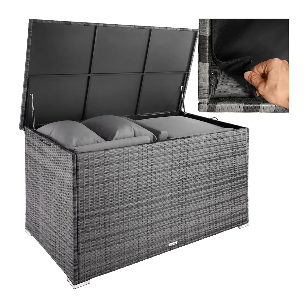 tectake® Coffre de jardin Exterieur, Coffre à Coussins 750 L en Aluminium Polyrotin 145 x