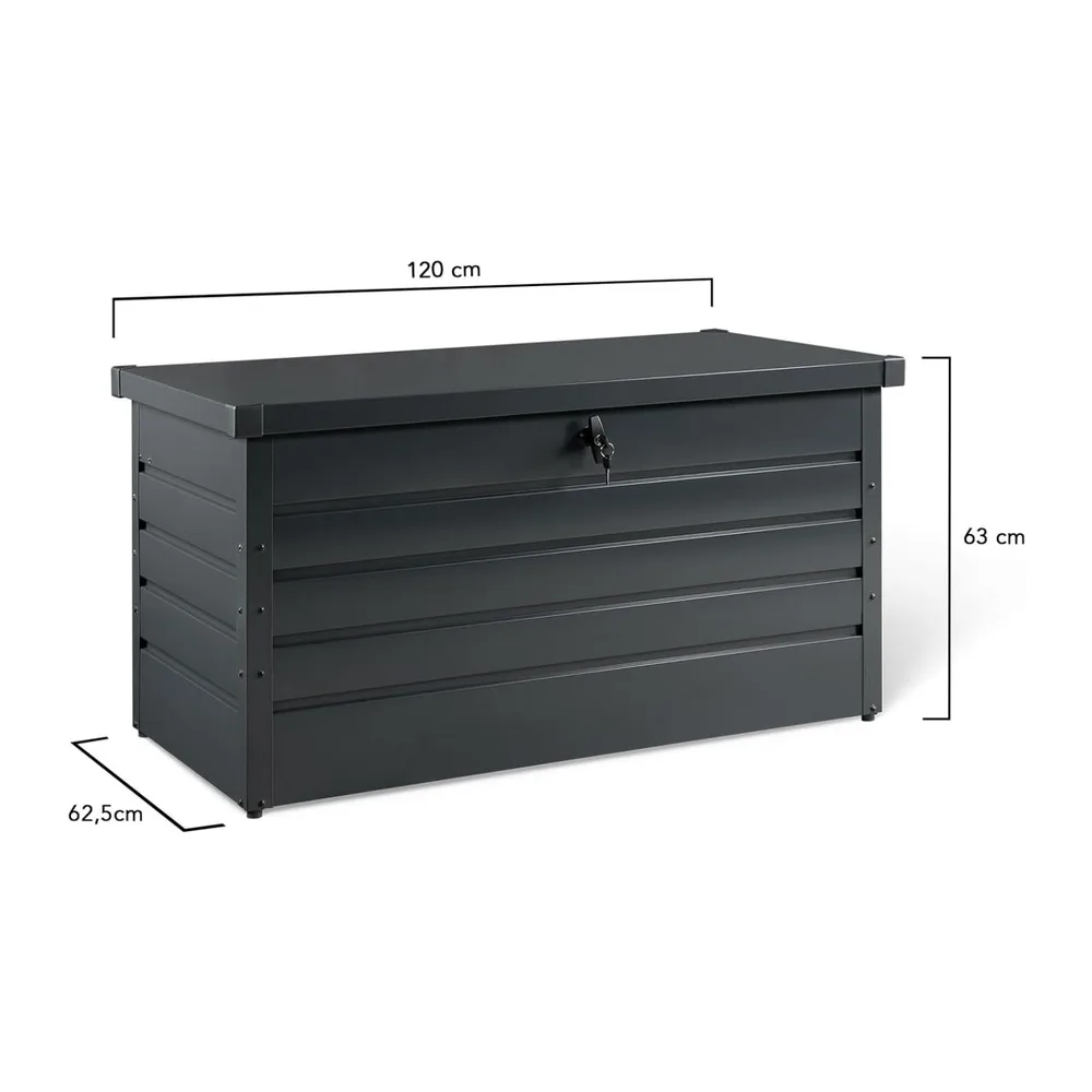 IDMarket - Coffre de rangement jardin métal 350L gris anthracite