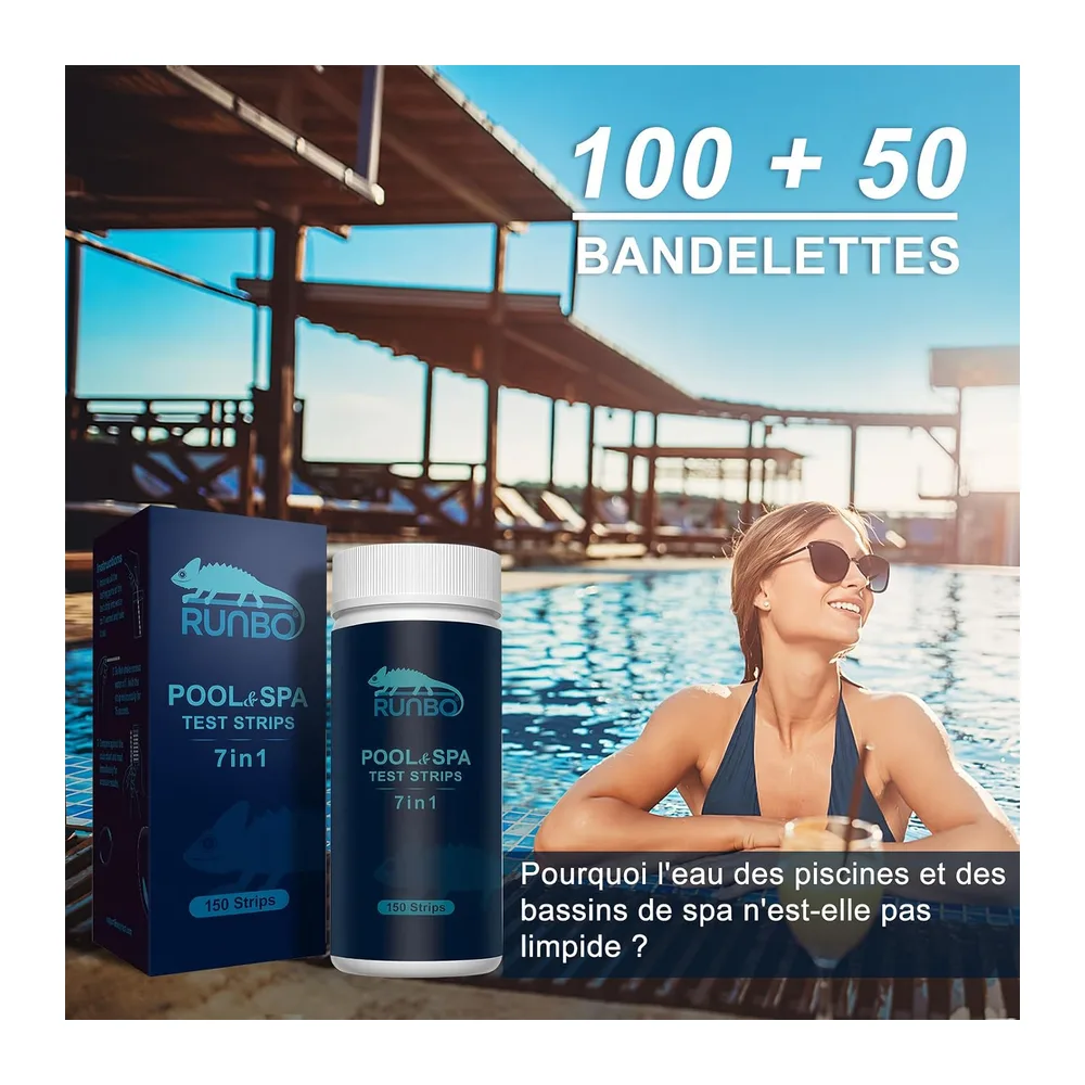 RUNBO 7 en 1 Testeur pour Eau de Piscine et Spa, 150 test