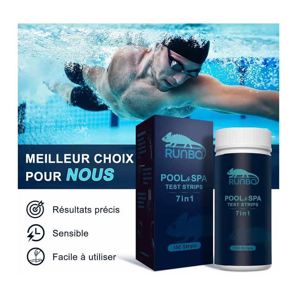 RUNBO 7 en 1 Testeur pour Eau de Piscine et Spa, 150 test