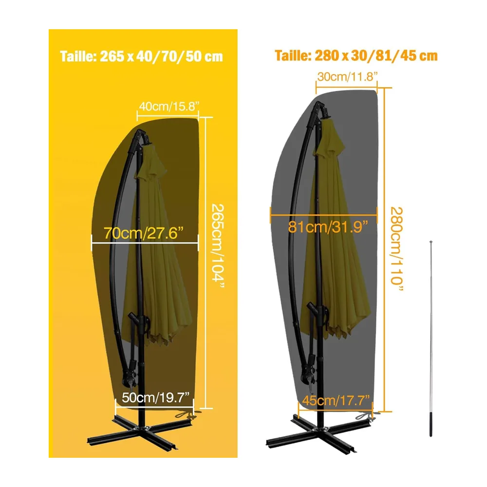 Reinalin Housse Parasol Déporté, Housse de Protection en Tissu Oxford, Coupe-Vent