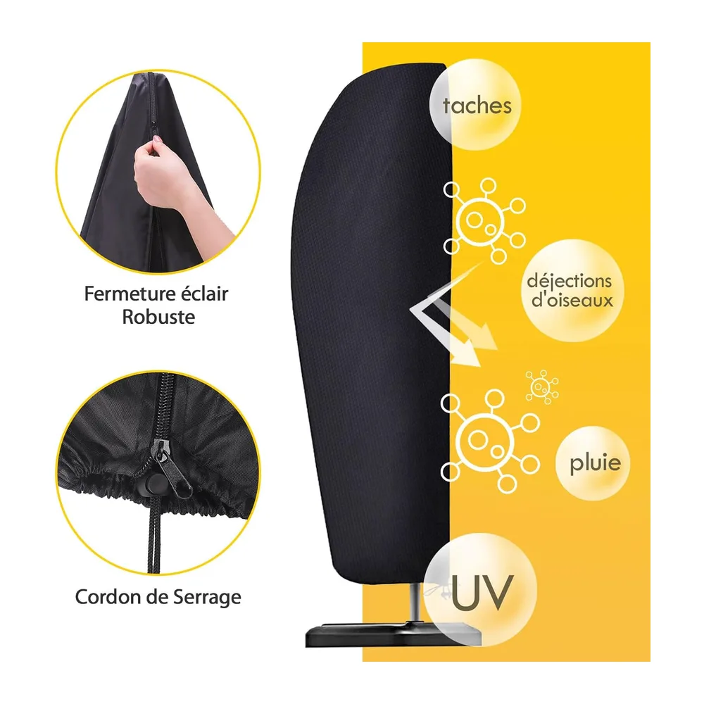 Reinalin Housse Parasol Déporté, Housse de Protection en Tissu Oxford, Coupe-Vent