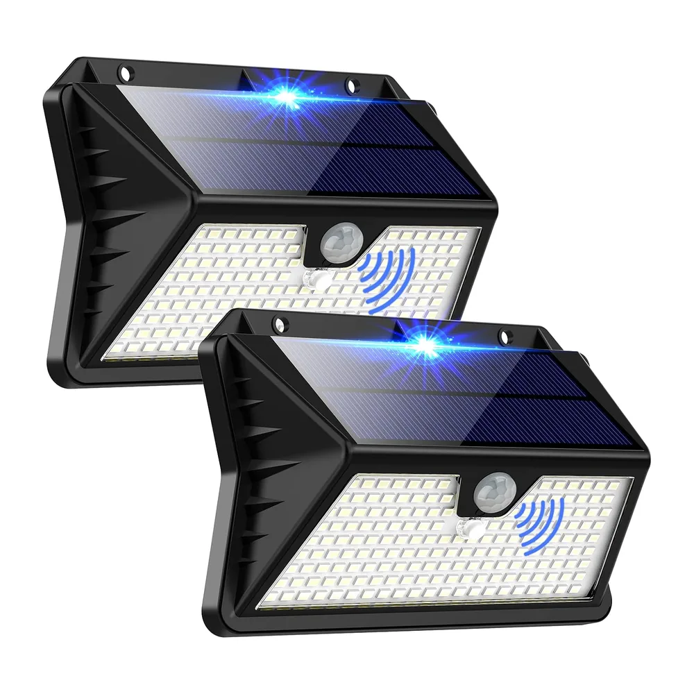 OUILA Lampe Solaire Exterieur, 3 Modes Projecteur Eclairage Avec Detecteur, 185 LED Spot