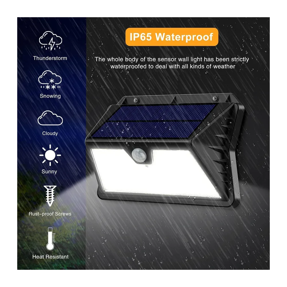 OUILA Lampe Solaire Exterieur, 3 Modes Projecteur Eclairage Avec Detecteur, 185 LED Spot