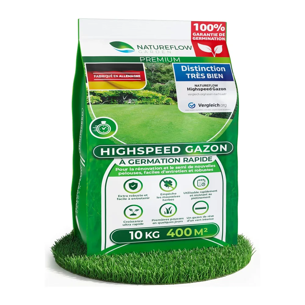 10 kg de graines pour pelouses sportives et jeux, 400 m², robustes, vert foncé, idéales
