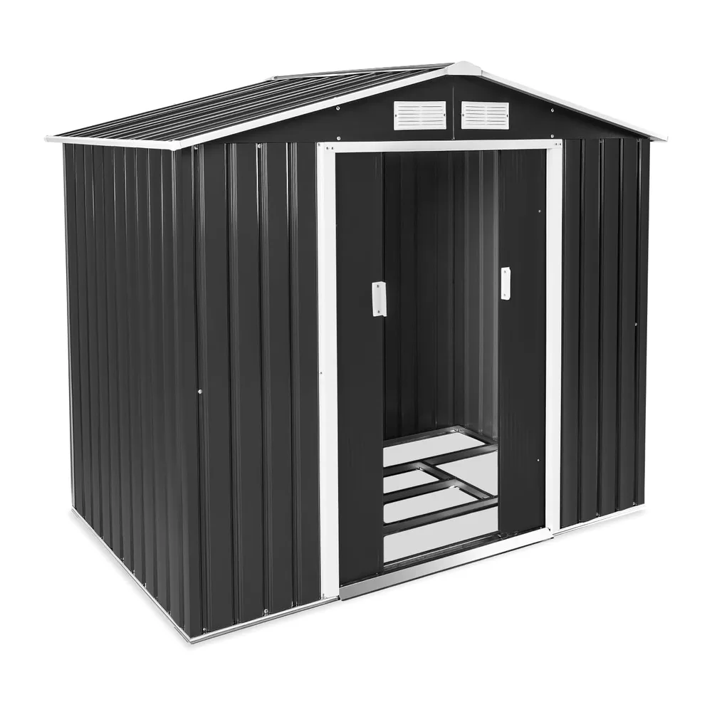 tectake® Abri de Jardin en métal 4.2m³, Cabane de Jardin à Outils, Toiture 2 pans avec