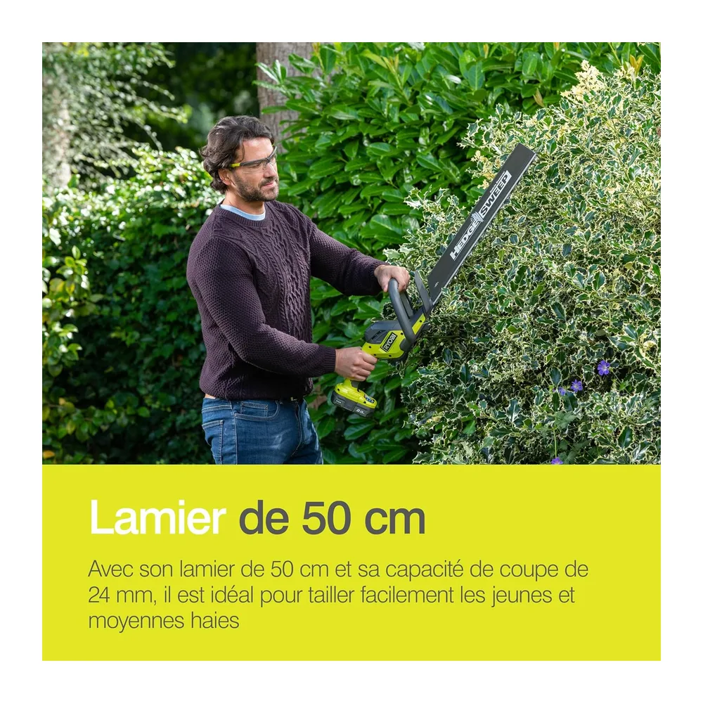 RYOBI - Taille-Haies Linea 18V - Design en Ligne - Lames 50 cm - écartement 24 mm - Vendu