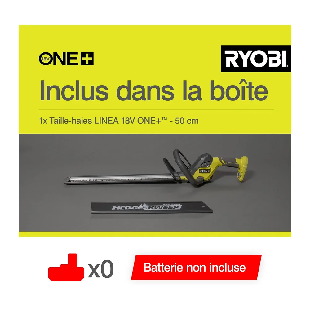 RYOBI - Taille-Haies Linea 18V - Design en Ligne - Lames 50 cm - écartement 24 mm - Vendu