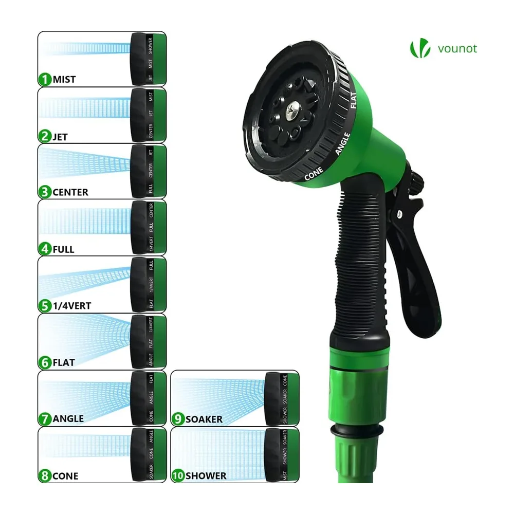 VOUNOT® Tuyau d'Arrosage Extensible 30m Adaptable 1/2" et 3/4" 10 Modes de Pulvérisation