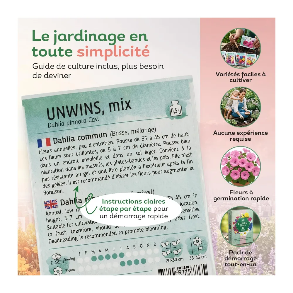 Collection de graines de fleurs inspirées de la RHS - 15 variétés de fleurs de jardin