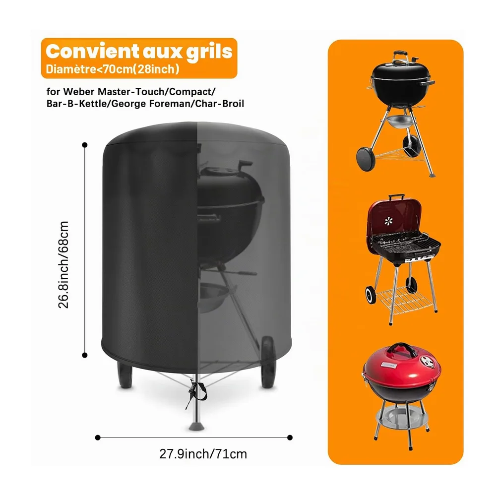 Housse Barbecue Weber 57cm, Bache Weber Exterieur 57cm, Housse Rond 500D Oxford