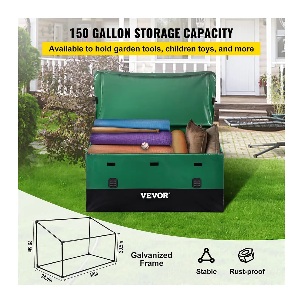 VEVOR Boîte de Rangement Extérieur 660 L Coffre de Stockage Jardin Étanche Portable Cadre
