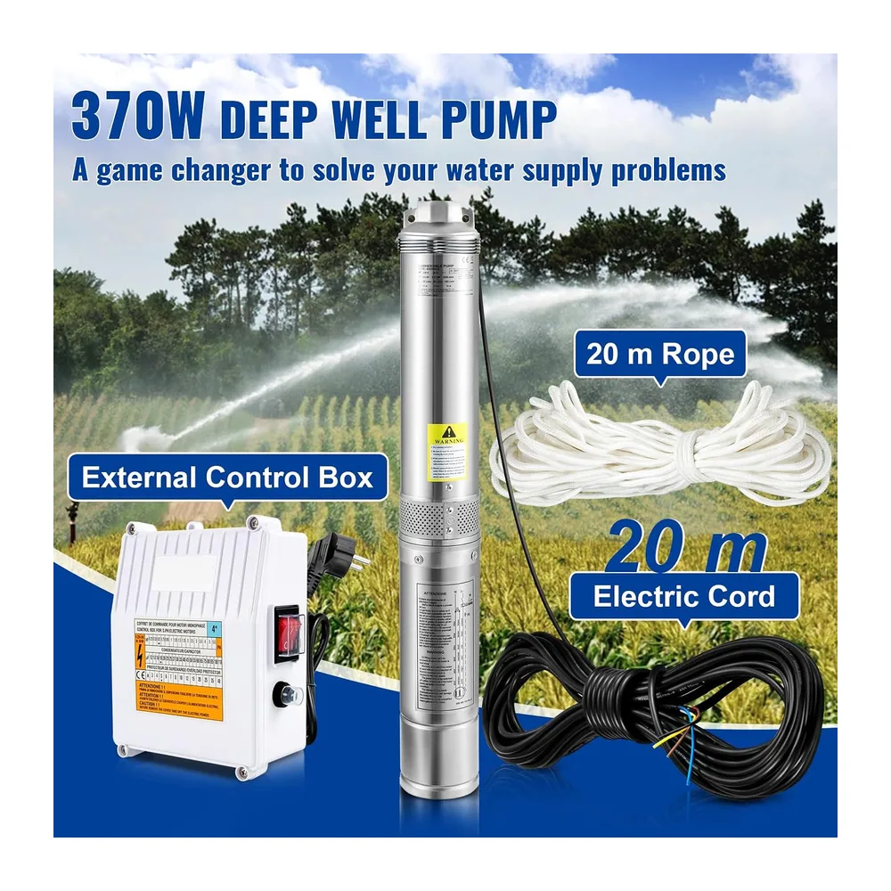 VEVOR Pompe Immergée pour Puits 6600 L/h 44 m Pompe à Eau pour Puits Profond en Acier