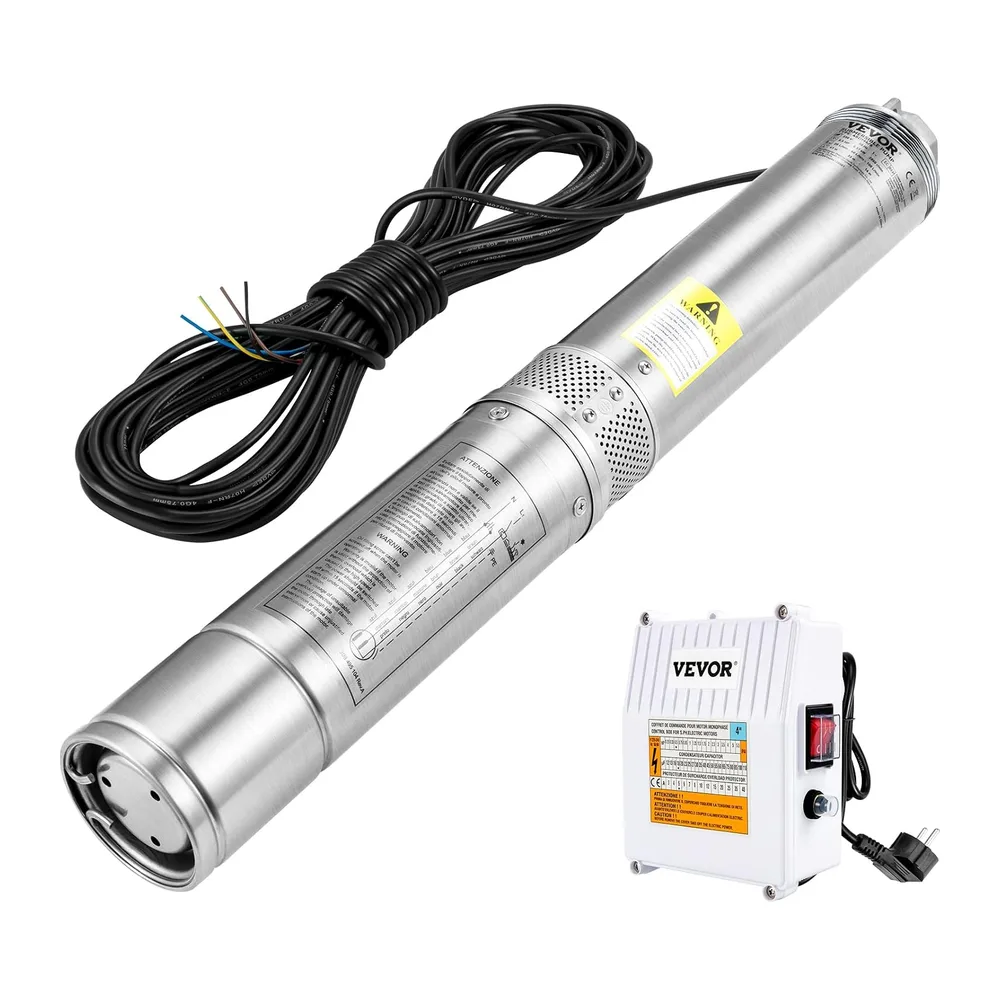 VEVOR Pompe Immergée pour Puits 11400 L/h 57 m Pompe à Eau pour Puits Profond en Acier
