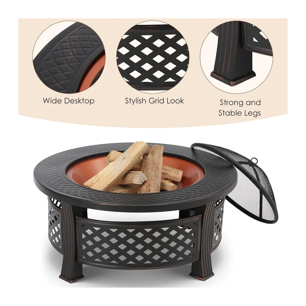TLSUNNY Braséro Barbecue Exterieur avec Housse de Protection, 80x80x50 cm