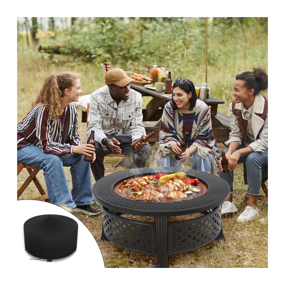 TLSUNNY Braséro Barbecue Exterieur avec Housse de Protection, 80x80x50 cm