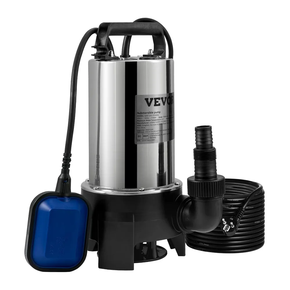 VEVOR Pompe de Relevage Eaux Chargées 1100 W Pompe d'Évacuation pour Eaux Chargées, 333,3