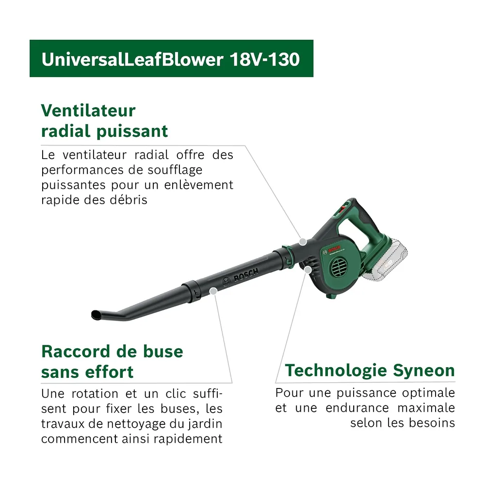 Bosch Home and Garden Souffleur de Feuilles sans Fil Bosch - UniversalLeafBlower 18V-130